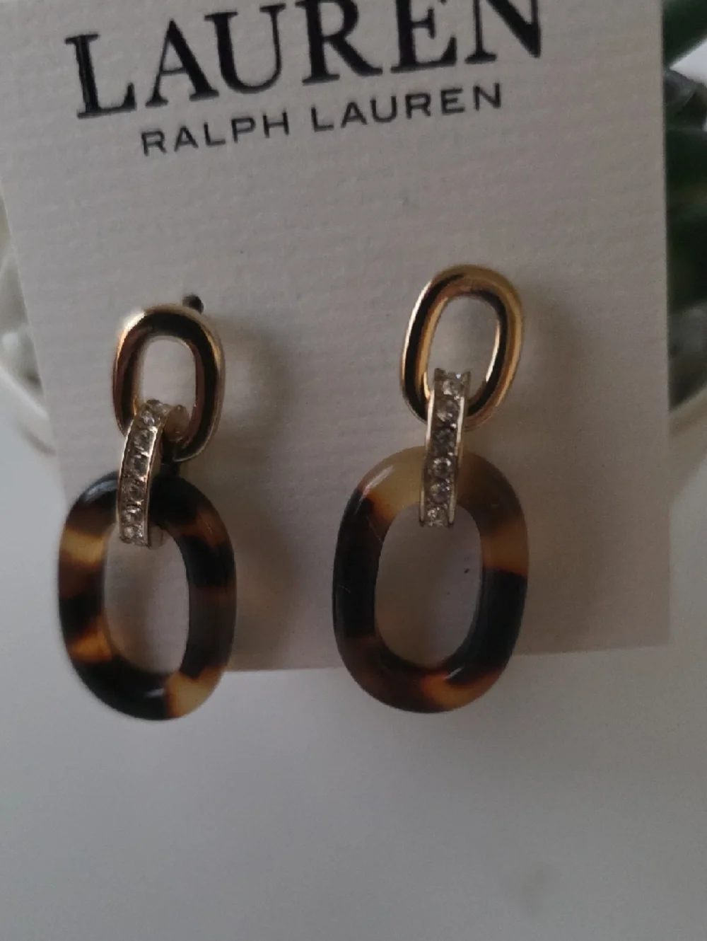 Lauren Ralph Lauren‎ Gold-Tone Earrings with Tortoiseshell Loops